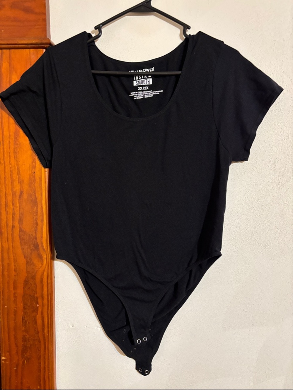 Wallflower Black Short Sleeve Scoop Neck Bodysuit